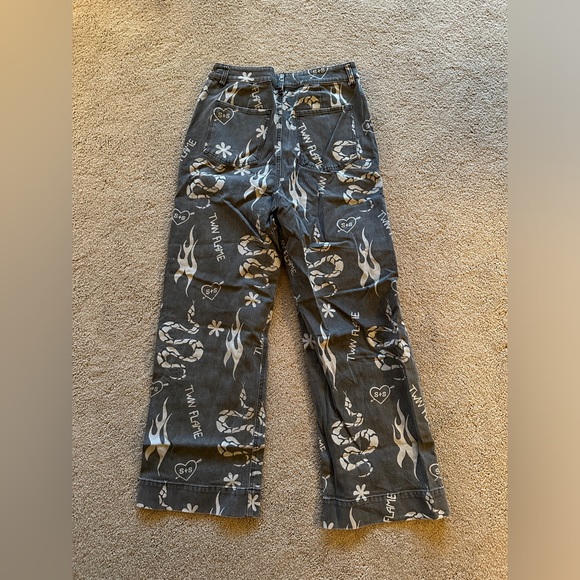 Summi Summi Wide Leg Jeans Black Washed Snake - L - Picture 4 of 7